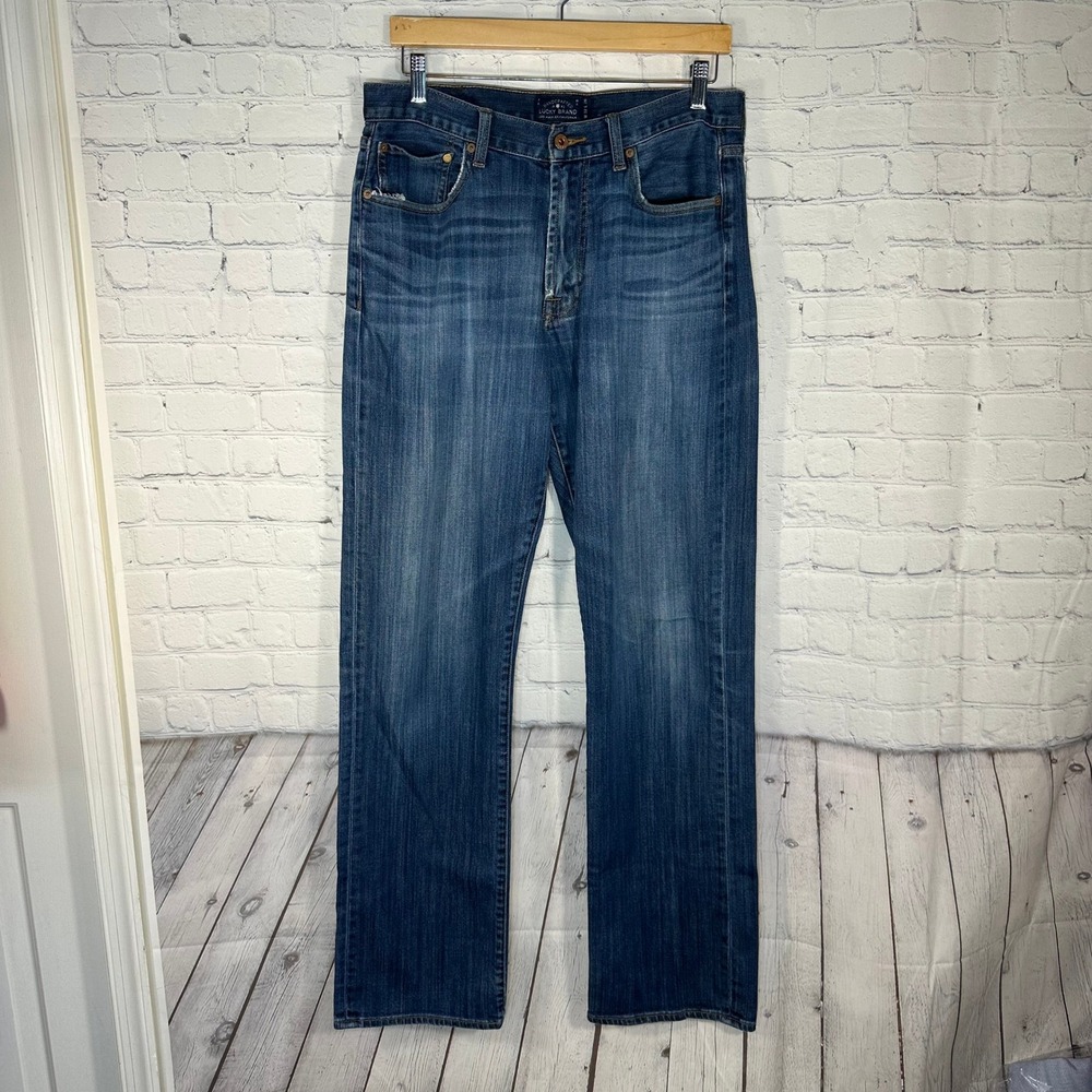 Lucky Brand 181 Relaxed Straight Jeans Mens 32x36 Blue Denim Medium Wash
